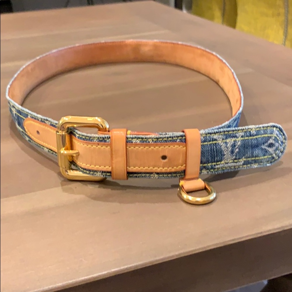 Louis Vuitton Blue Monogram Denim Belt 90 CM